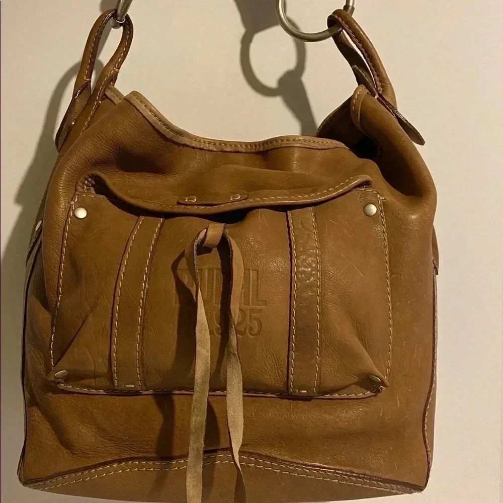 RUEHL no.925 brown distressed leather hobo bag